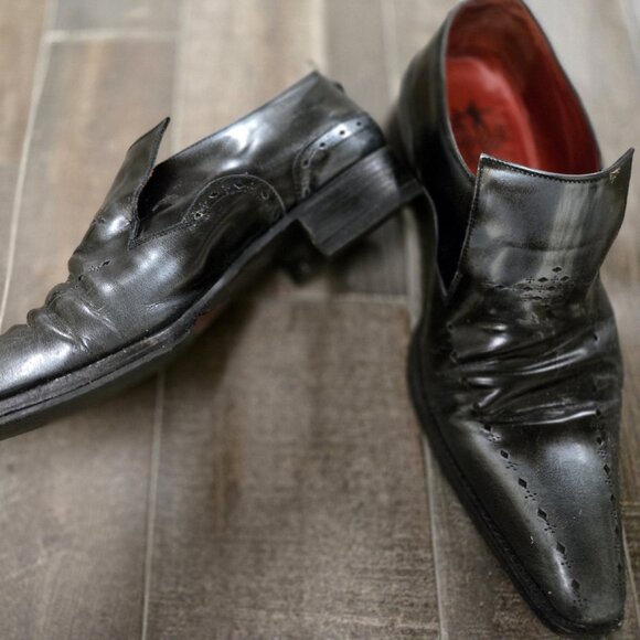 STYLISH JEFFREY WEST LOAFERS 10.5 SIZE DISTRESS LEATHER GREAT CONDITON. - Picture 2 of 5